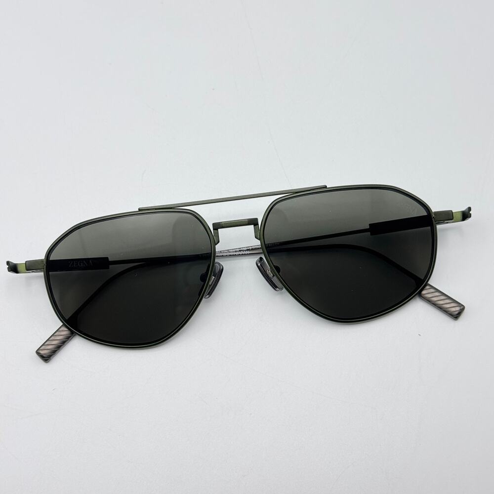 Ermenegildo Zegna Sunglasses EZ0289 97N Matte Dark Green Frame Green Lens 56mm